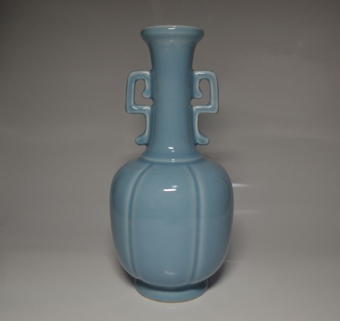 中国美術 景徳鎮 藍釉 花瓶 中国古玩 置物  の画像3