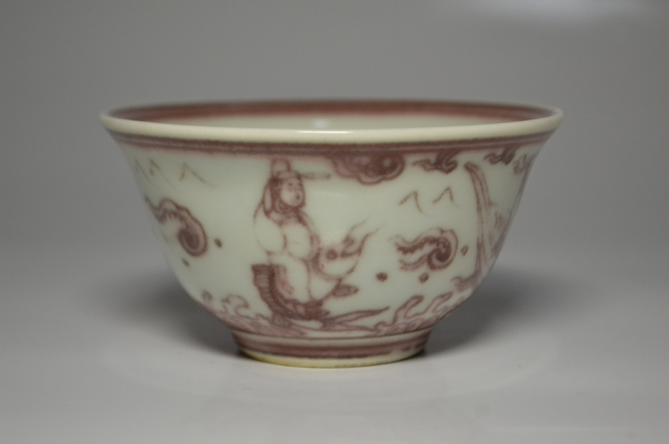 中国美術　釉里紅　コップ　茶碗　茶道具　中国古玩　置物_画像2