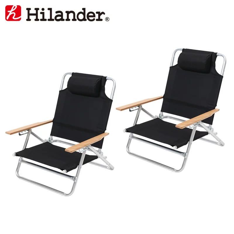 DCC32c 新品 未使用 Hilander ハイランダー リクライニングローチェア ブラック HCA0370-SET 1脚のみ 折りたたみチェア 椅子 の画像1