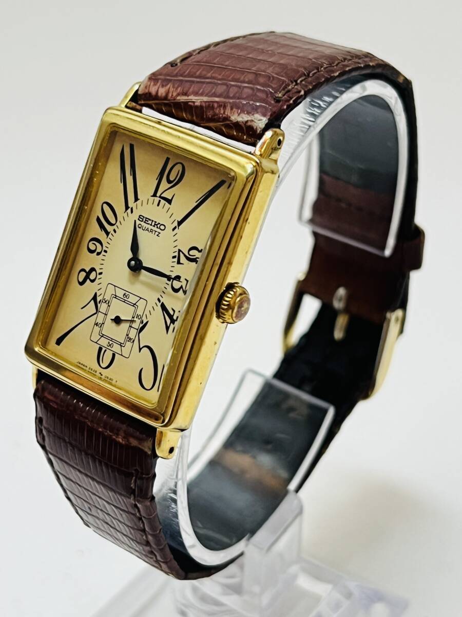 動作未確認 SEIKO セイコー クオーツ 2628-5110 QUARTZ  革ベルト ゴールド系 腕時計の画像3
