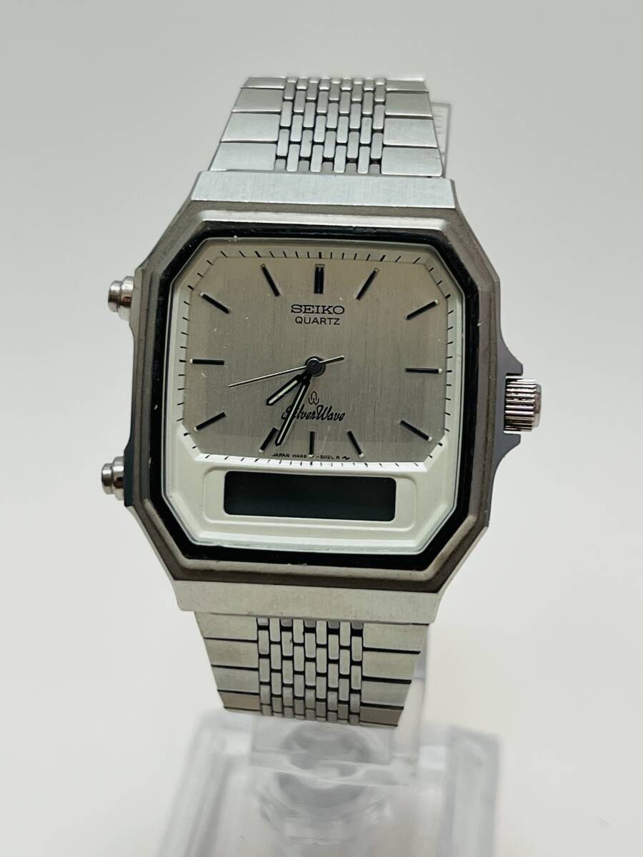 動作未確認 SEIKO セイコー H449-5020 メンズ クォーツ デジアナ 腕時計 シルバーウェーブの画像1