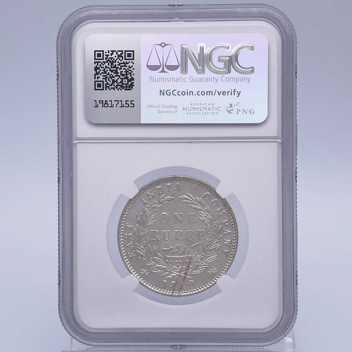 ★日終 1円～★ MS63 ヤングヘッド 1840B＆C 英領インド ヴィクトリア女王 1ルピー NGC イギリス 英国 銀貨 アンティーク 世界コイン 07の画像4