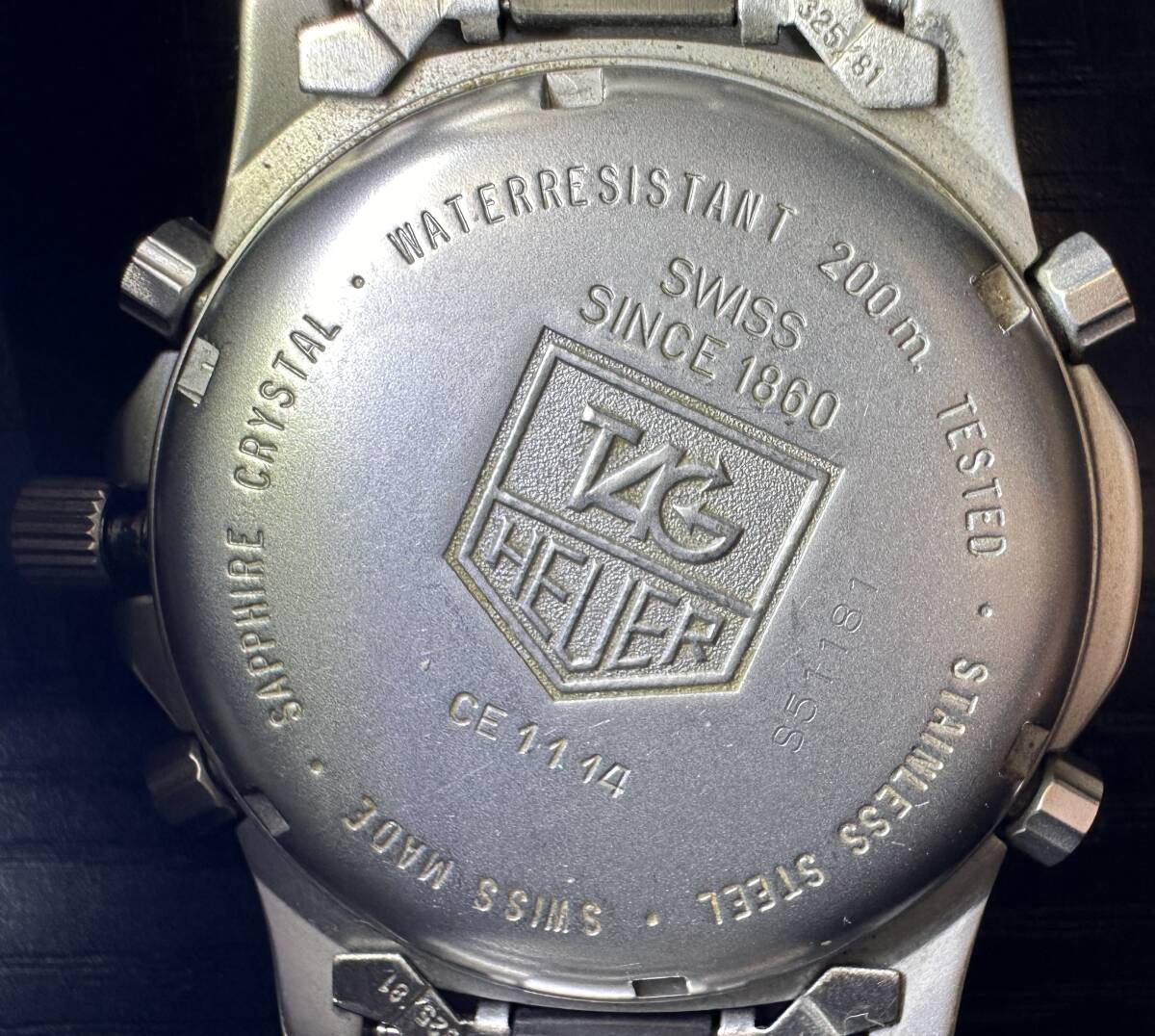 腕時計 TAG HEUER 1/100 200m PROFESSIONAL TESTED CE 1114 SINCE 1860 SS WATER RESISTANT S51181 タグホイヤー 112.05g メンズ 10D198WAの画像5