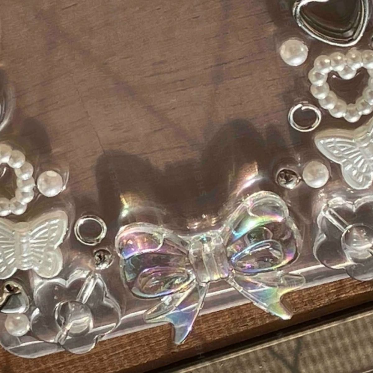 DIY ジュエリー アクセサリー 蝶々結び デザイン  クリア系 6個 透明 ハンドメイド オーロラ プラスチック パーツ 