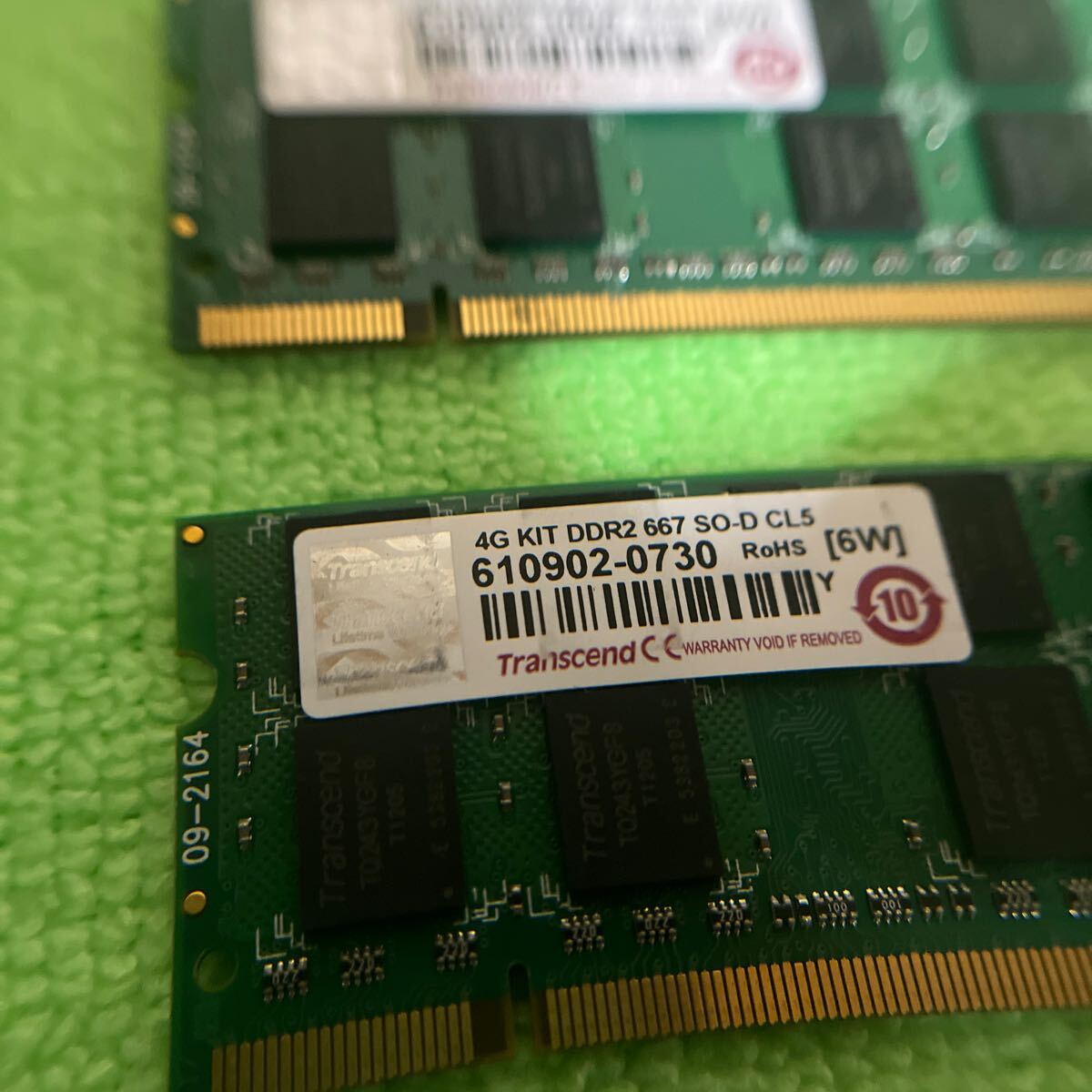 Transcend メモリー 4G KIT DDR2 677 SO-D CL5 2枚セット 計8GB ノートPC用 未チェックのジャンク扱いの画像3