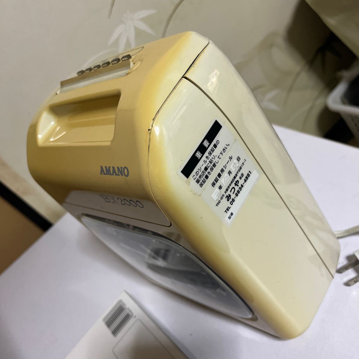 AMANO/アマノ　タイムレコーダー BX2000 通電/出/退印字OK タイムカード付き　色焼け有り　ジャンク扱い_画像5