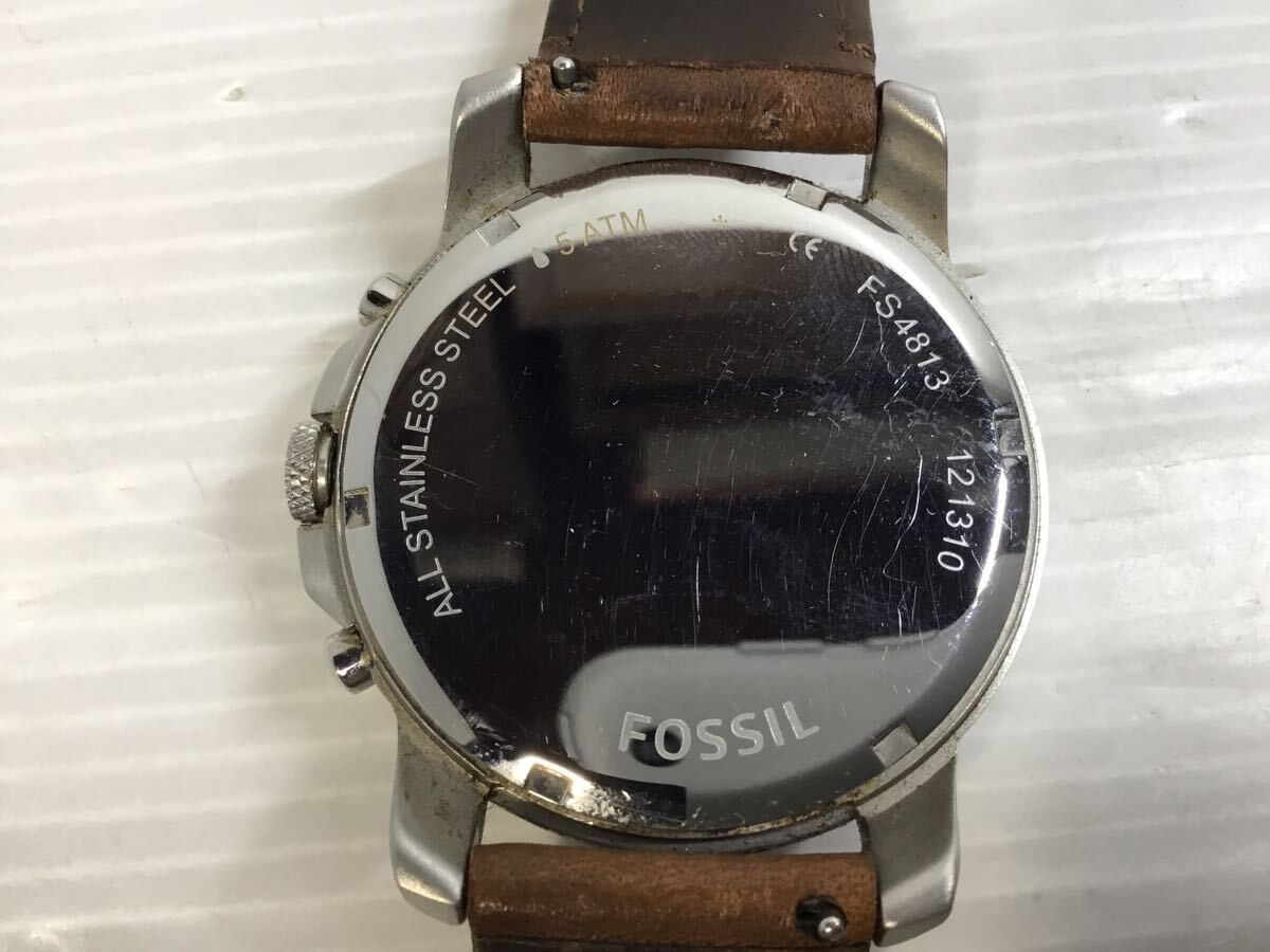 [K-2024]FOSSIL フォッシル FS4813★クォーツ メンズ クロノグラフ 腕時計☆動作未確認 黒文字盤 ギリシャ数字♪売り切り 1000円スタート!!の画像7