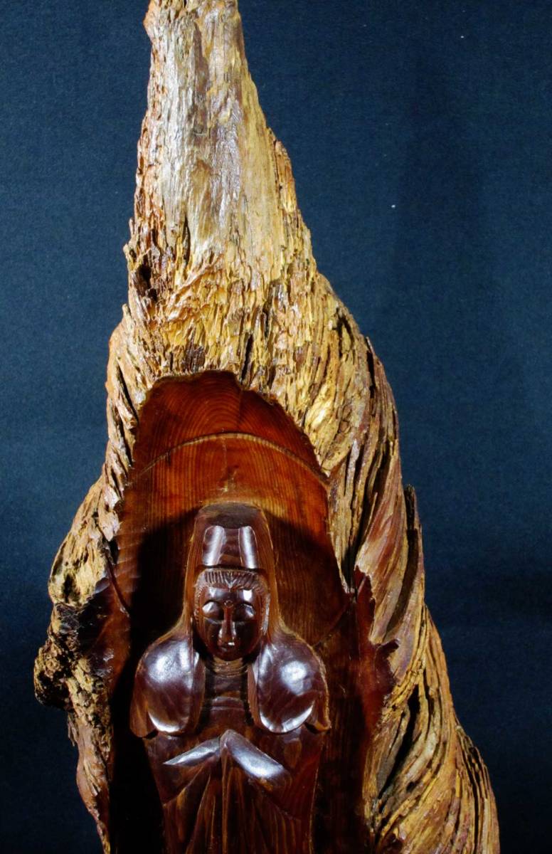 ヤフオク! - 古木彫 置物 聖観音菩薩 縦１６×横１８×高４８.５cm