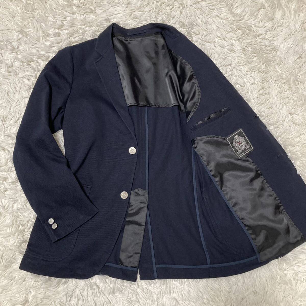 VAN JACKET ヴァンヂャケット テーラードジャケット ブレザー 2B 銀ボタン 背抜き ネイビー Mサイズ コットンの画像1