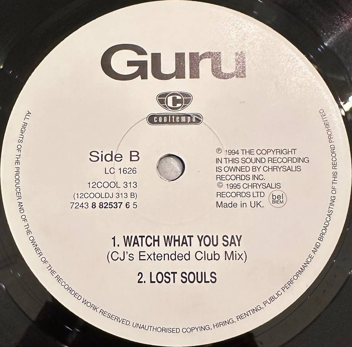 ■1995年 オリジナル UK盤 Guru - Feel The Music 12”EP 12COOL 313 Cooltempo_画像4