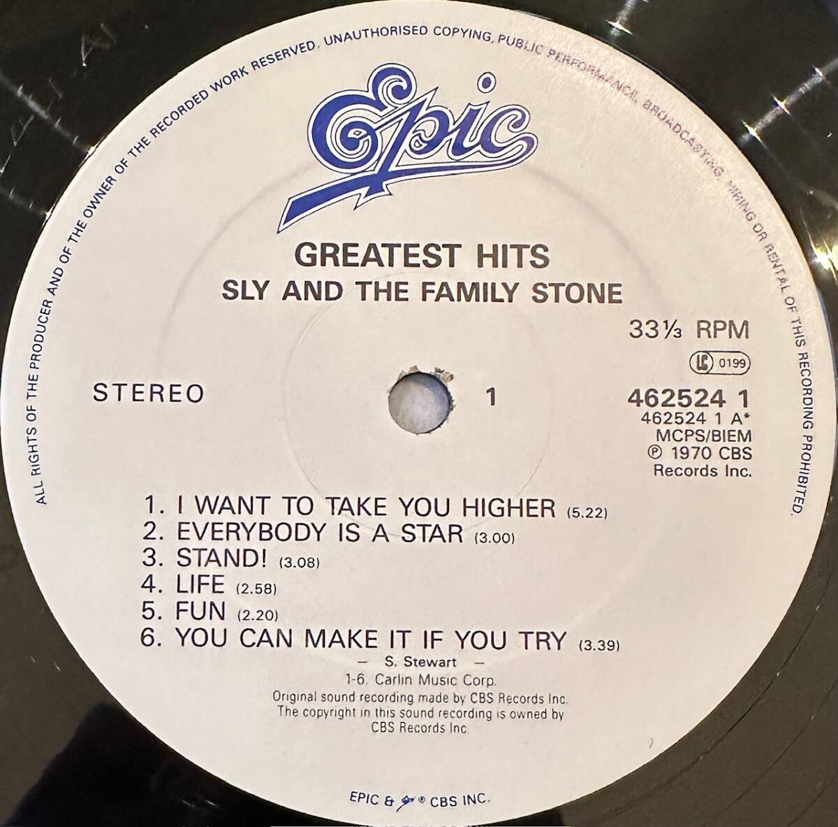 ■1990年 Reissue UK盤 Sly & The Family Stone - Greatest Hits 12”LP 462524 1 Epic_画像4