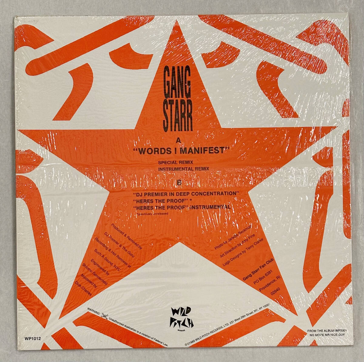 ■1989年 オリジナル US盤 Gang Starr - Worlds I Manifest 12”EP WP1012 Wild Pitch Records_画像2