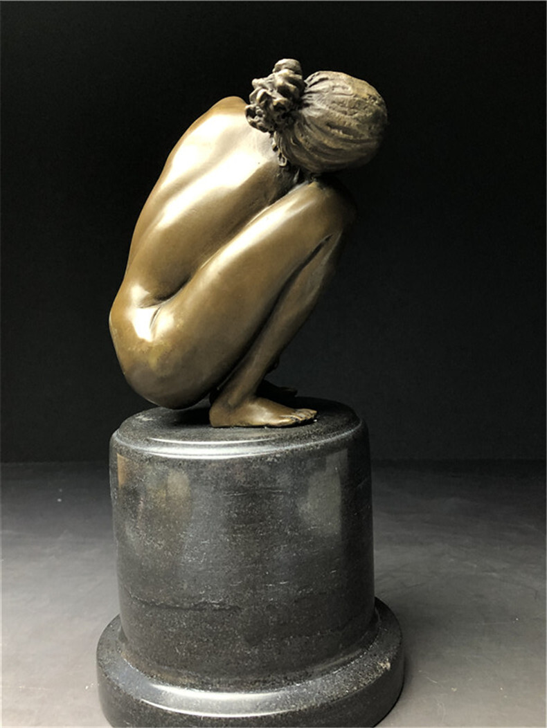 銅製　西洋美術 ブロンズ 女性像 　女神　ヌード　女性　少女　美人　裸婦　仏像　置物　大理石台座　重さ約3158ｇ　