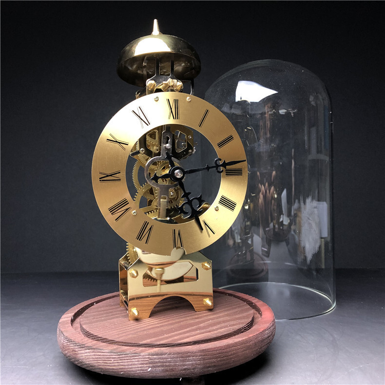 ★置時計★アンティーク 　レトロ 　ゼンマイ式　振子時計　ガラス　　時計　置物