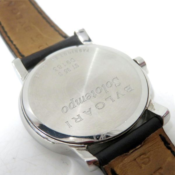 動作品 BVLGARI/ブルガリ Solotempo ST35S ソロテンポ メンズ腕時計 レザーベルト ブラック×シルバーの画像6