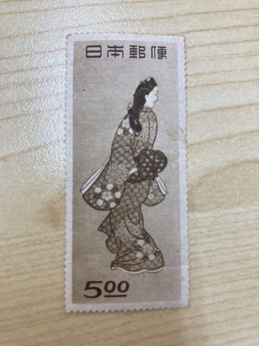見返り美人 5円切手 昭和23年 切手趣味週間 バラ切手の画像1