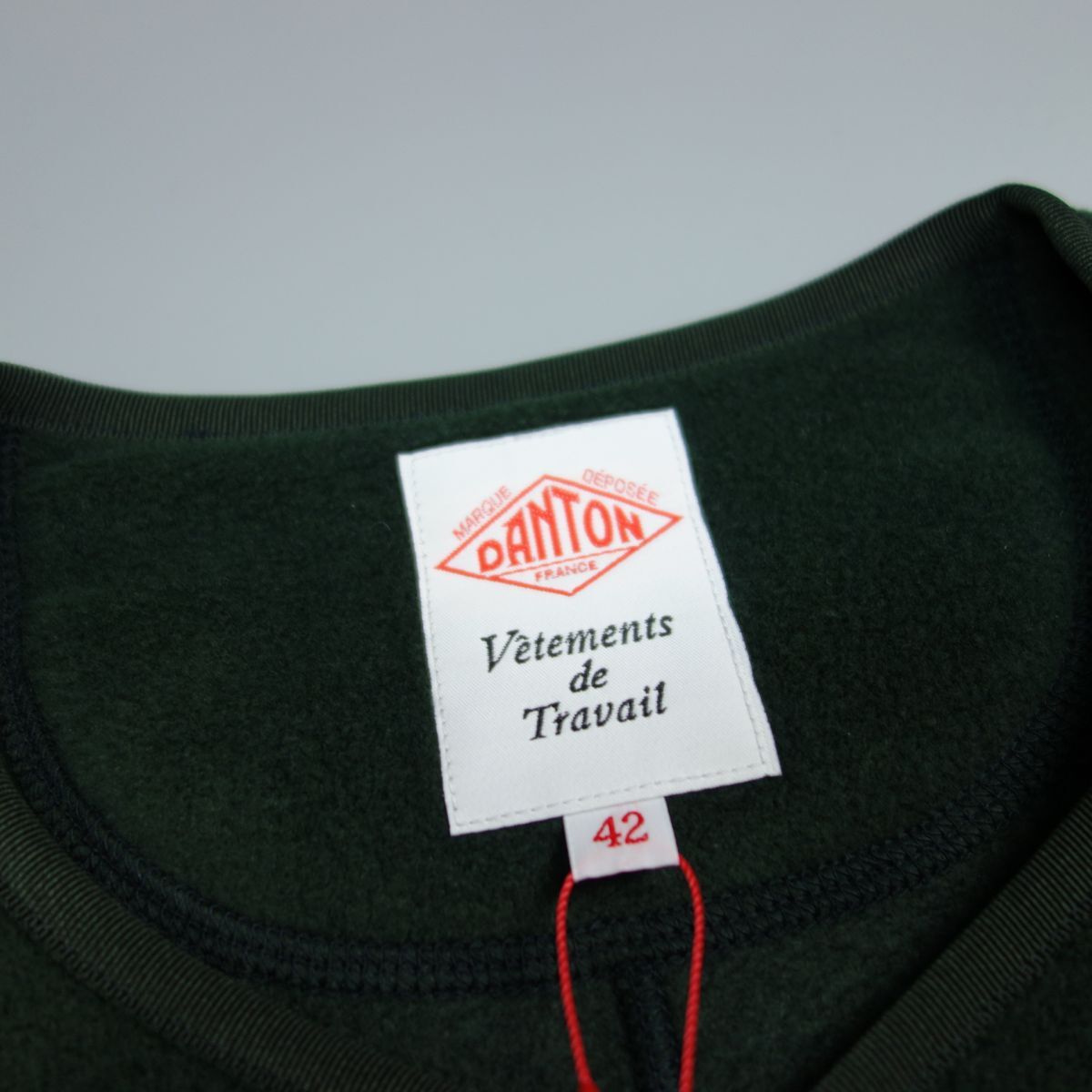 未使用タグ付き DANTON ダントン FLEECE COLLARLESS JACKET フリースノーカラージャケット 42 メンズ 緑 JD-8939_画像7