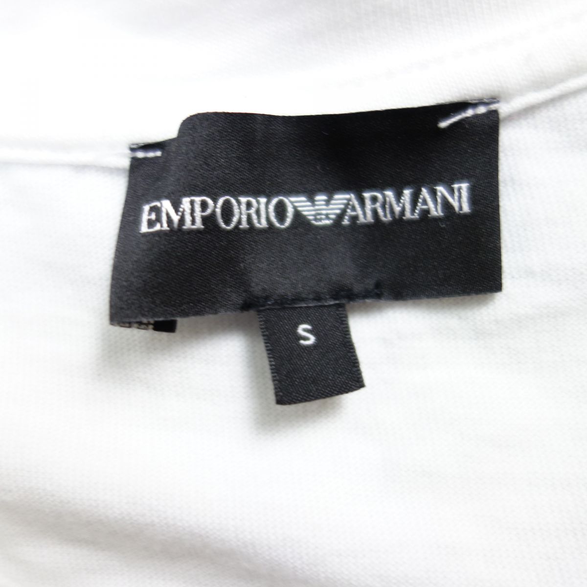 EMPORIO ARMANI エンポリオアルマーニ ロゴラインストーン 半袖Tシャツ カットソー 白 メンズ S_画像7