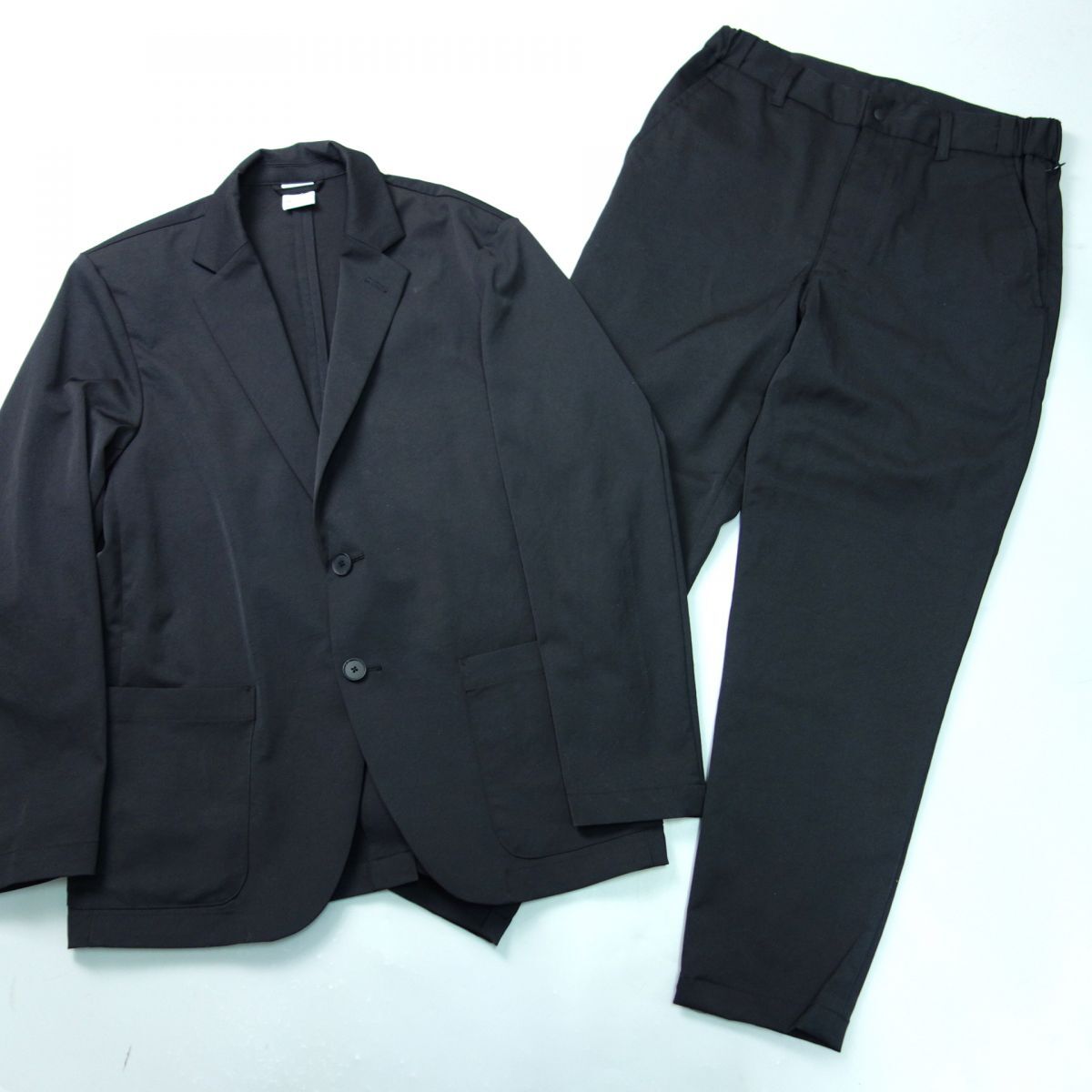 美品 ティゴラ TIGORA SOLOTEX ストレッチ シングルスーツ セットアップ 黒 メンズ Sの画像1