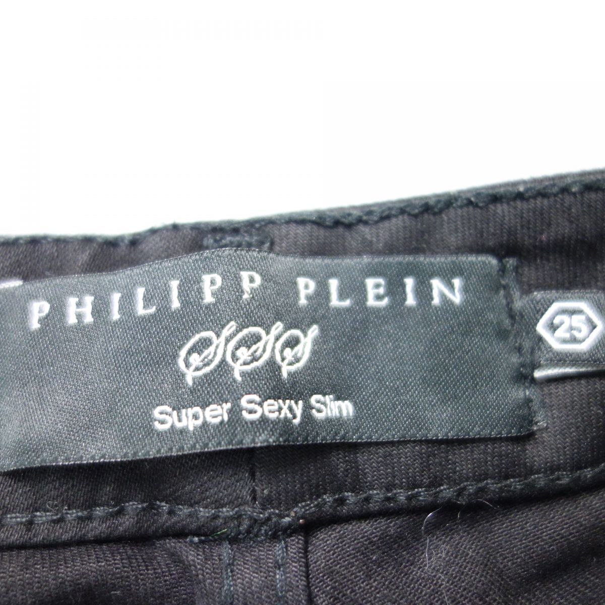 美品 フィリッププレイン PHILIPP PLEIN Super Sexy Slim ダメージ加工 スキニーデニム ジーンズ 黒 レディース 25の画像8
