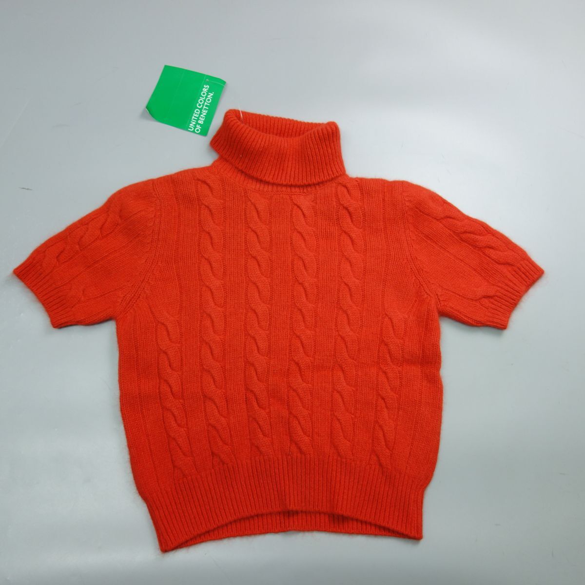  unused tag attaching Italy made UNITED COLORS OF BENETTON Benetton ta-toru neck short sleeves knitted lady's M