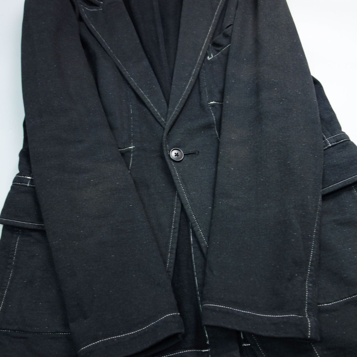 Y’s for men yohji yamamoto ワイズフォーメン ヨウジヤマモト 製品染 ステッチデザインジャケット 3 メンズ ブラック MC-J09-012の画像5
