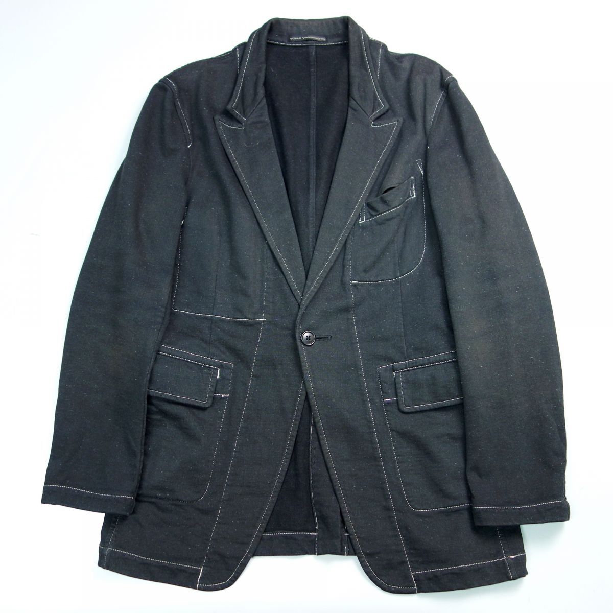 Y’s for men yohji yamamoto ワイズフォーメン ヨウジヤマモト 製品染 ステッチデザインジャケット 3 メンズ ブラック MC-J09-012の画像1