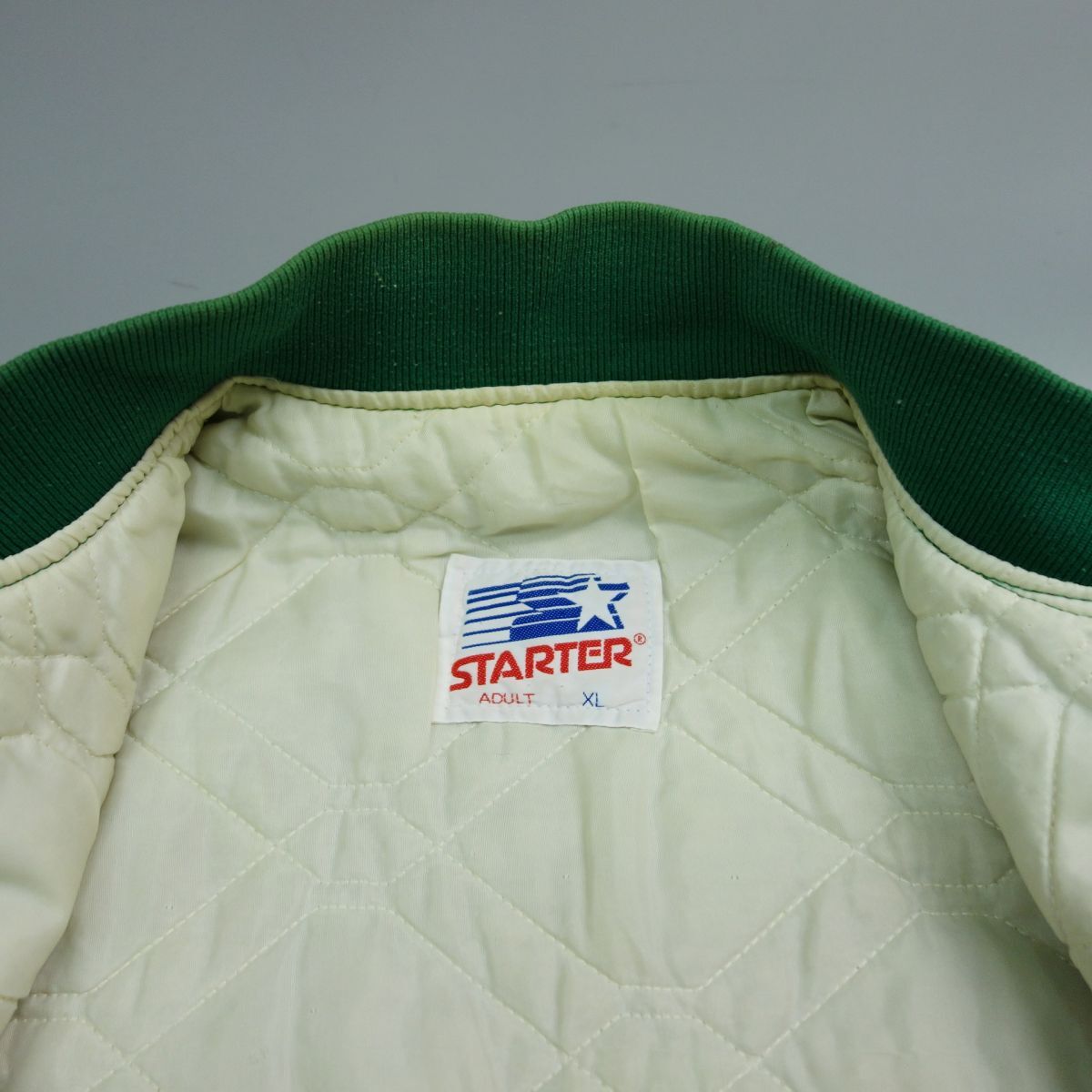 90s 90年代 NFL ニューヨークジェッツ スターター製 USA製 中綿スタジャン ジャケット XL グリーン メンズ_画像6
