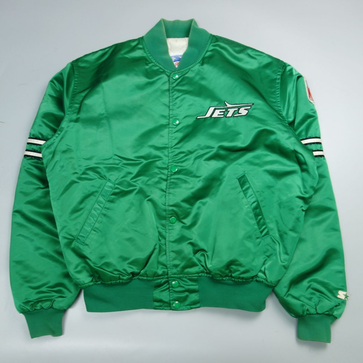 90s 90年代 NFL ニューヨークジェッツ スターター製 USA製 中綿スタジャン ジャケット XL グリーン メンズ_画像1