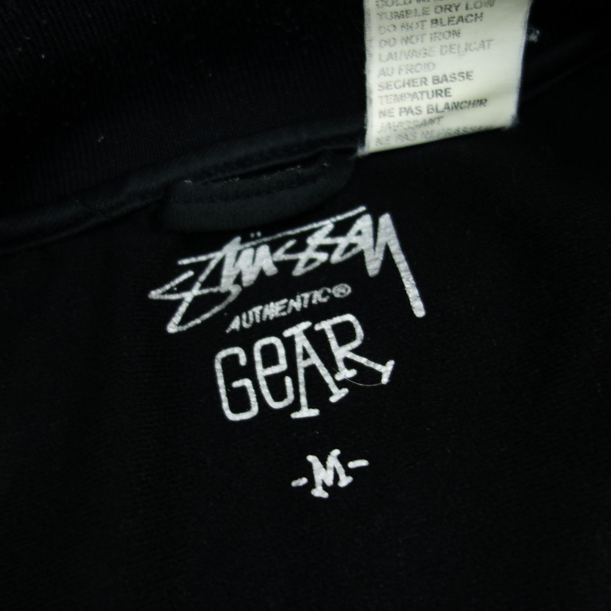 00s STUSSY ステューシー 2005 ロゴ総柄ジップアップジャージジャケット トラックジャケット M ブラック メンズ_画像4