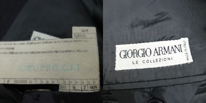 美品 イタリア製 ジョルジオアルマーニ 1タック 3B シングルスーツ セットアップ グレー メンズ 48_画像10