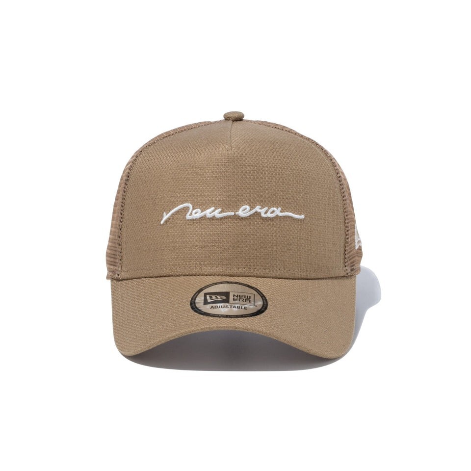 24ss最新作【NEW ERA】9FORTY A-Frame Trucker Cotton Flax Handwritten Logo《定価￥3.960-》ニューエラ940《新品未使用》チノベージュの画像2