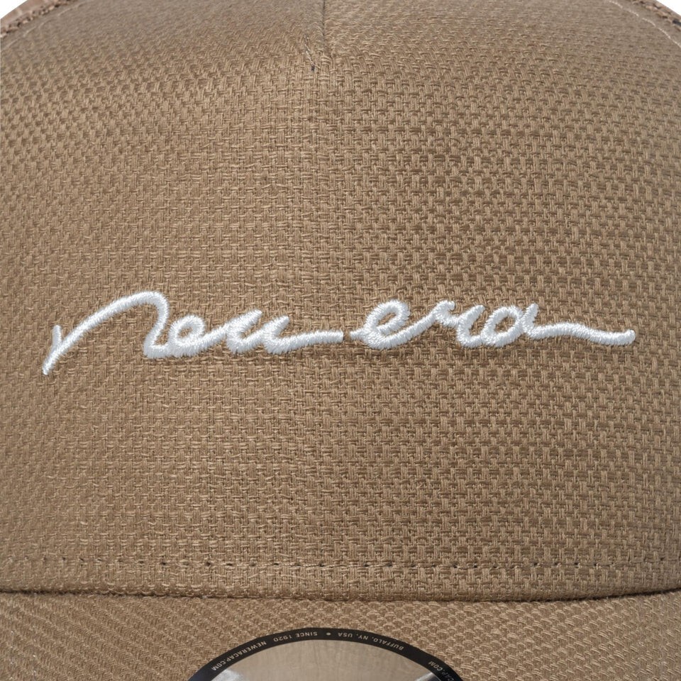 24ss最新作【NEW ERA】9FORTY A-Frame Trucker Cotton Flax Handwritten Logo《定価￥3.960-》ニューエラ940《新品未使用》チノベージュの画像4