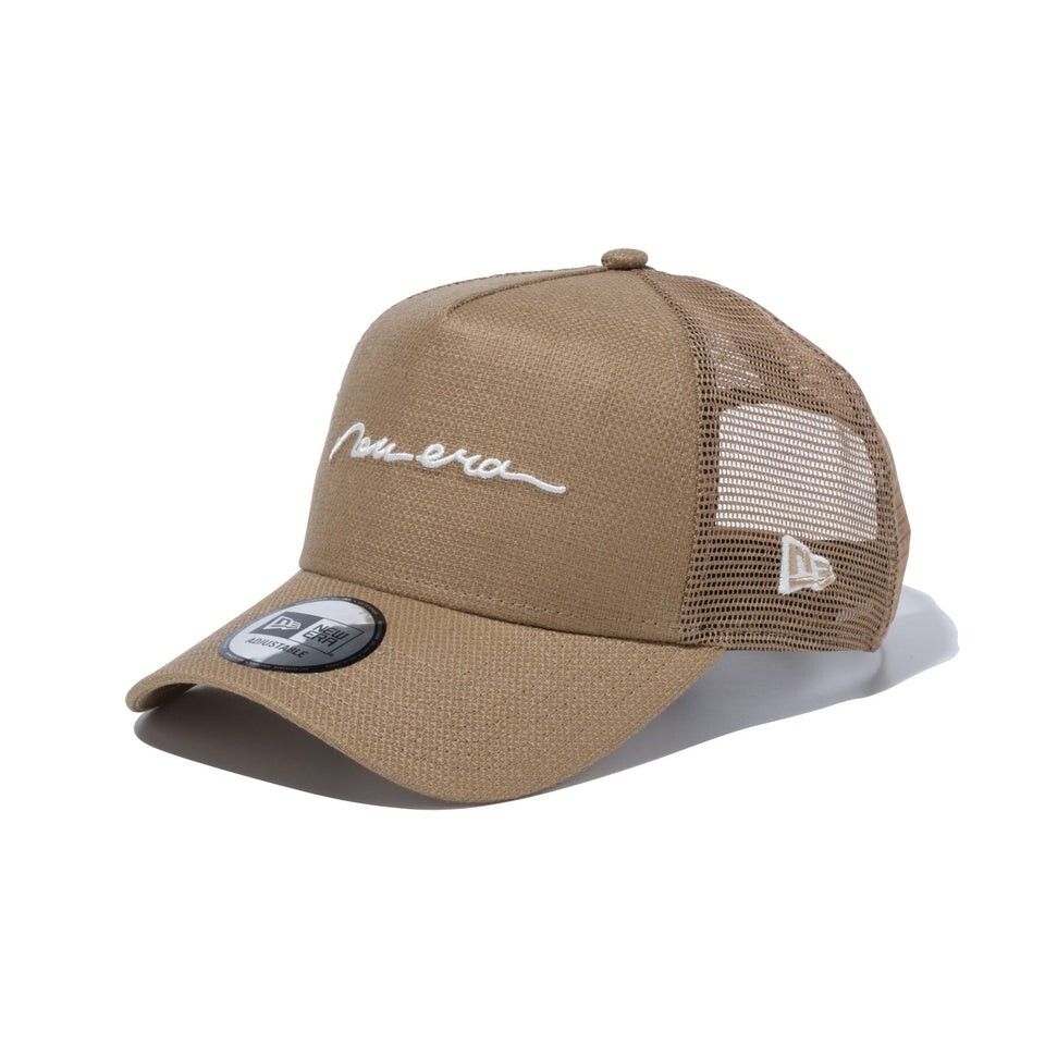 24ss最新作【NEW ERA】9FORTY A-Frame Trucker Cotton Flax Handwritten Logo《定価￥3.960-》ニューエラ940《新品未使用》チノベージュの画像1