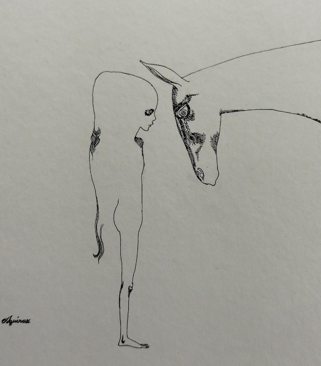 人気ブランドバ40代 真作保証『宇野亜喜良 肉筆原画 画稿 あの娘 あのこ』直筆サイン 堀辰雄