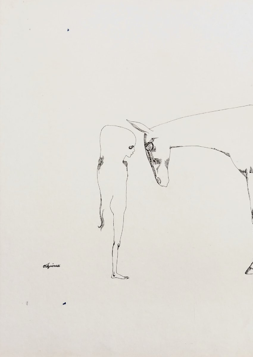春夏新作モデル 真作保証『宇野亜喜良 あのこ』直筆サイン あの娘 画稿 肉筆原画 堀辰雄