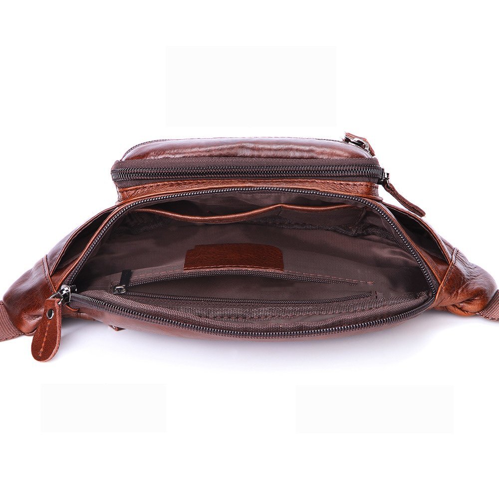  usually using belt bag body bag men's oil wax cow leather original leather waist bag shoulder bag work business trip 