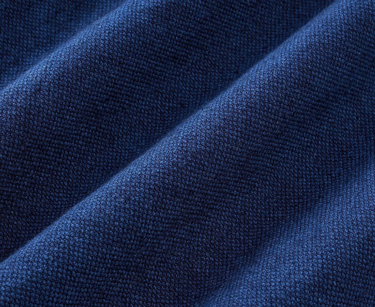 手作り レトロ 藍染め 天然インディゴ ワークジャケット メンズ カバーオール マルチポケット 13OZ 綿&麻 薄手 濃紺 XLの画像6