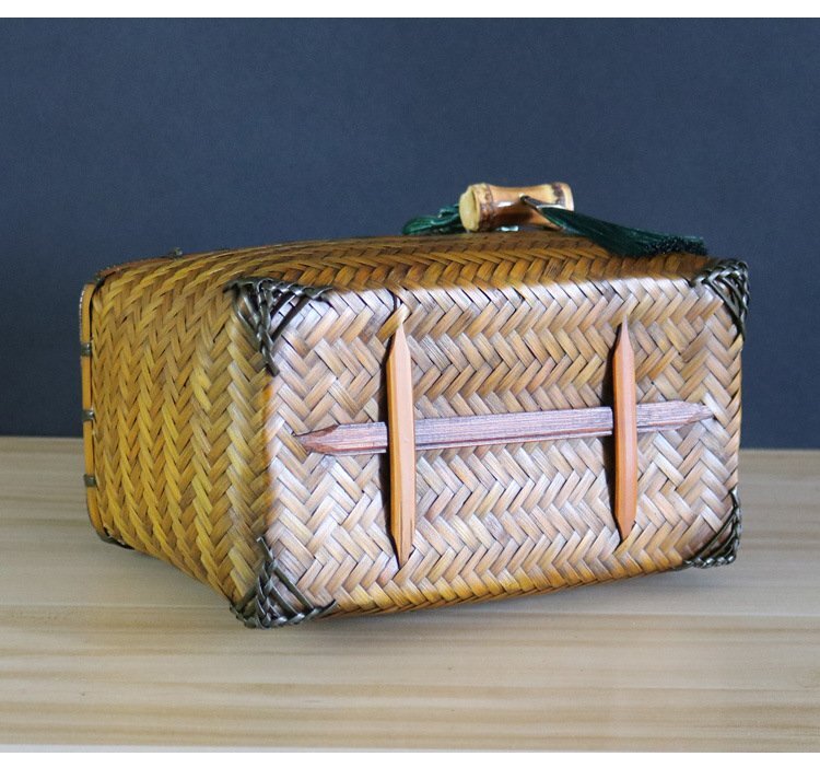天然素材 竹編みのバッグ かごバック 細工籠 網代バッグ トートバッグ 籠 バッグ 内布付き ハンドメイド 竹編持手の画像6