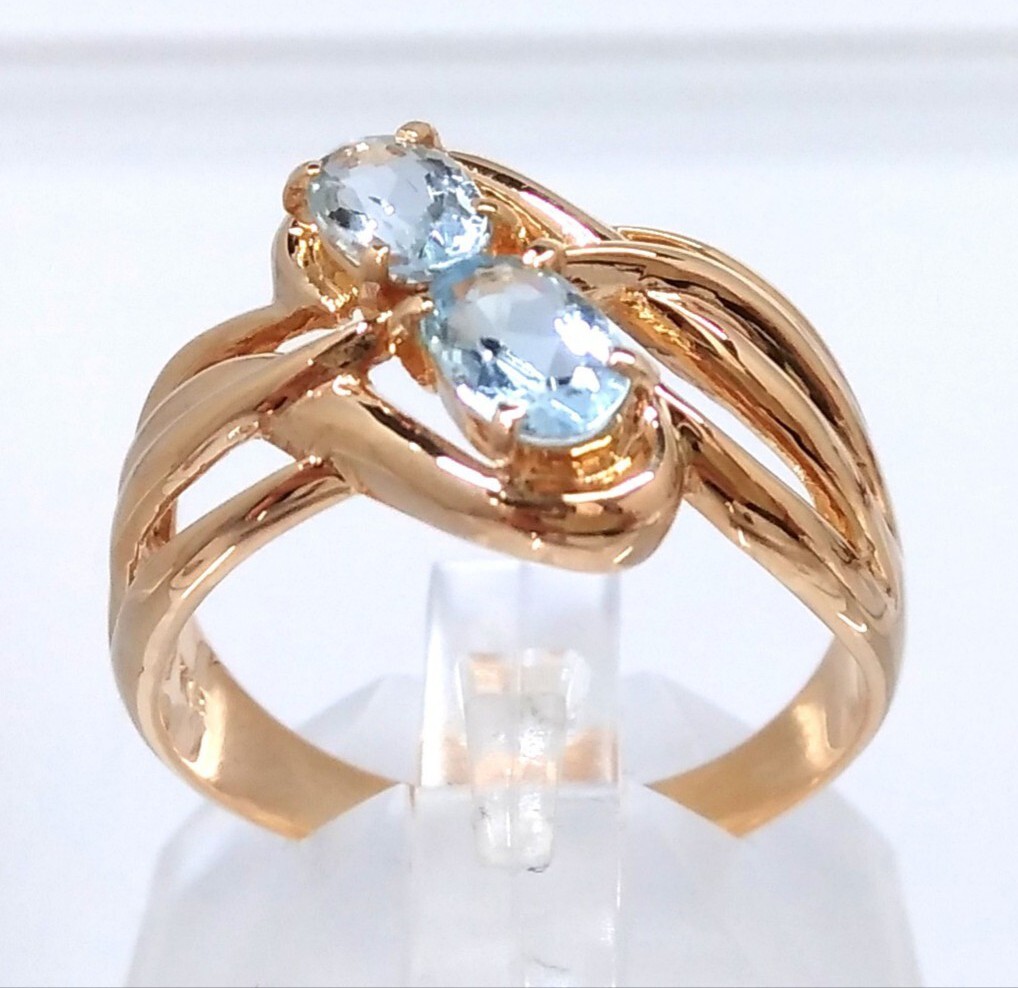 経典 【新品仕上げ済/ソーティング付】 K18 天然アクアマリン リング 約18号 5.0g アクアマリン