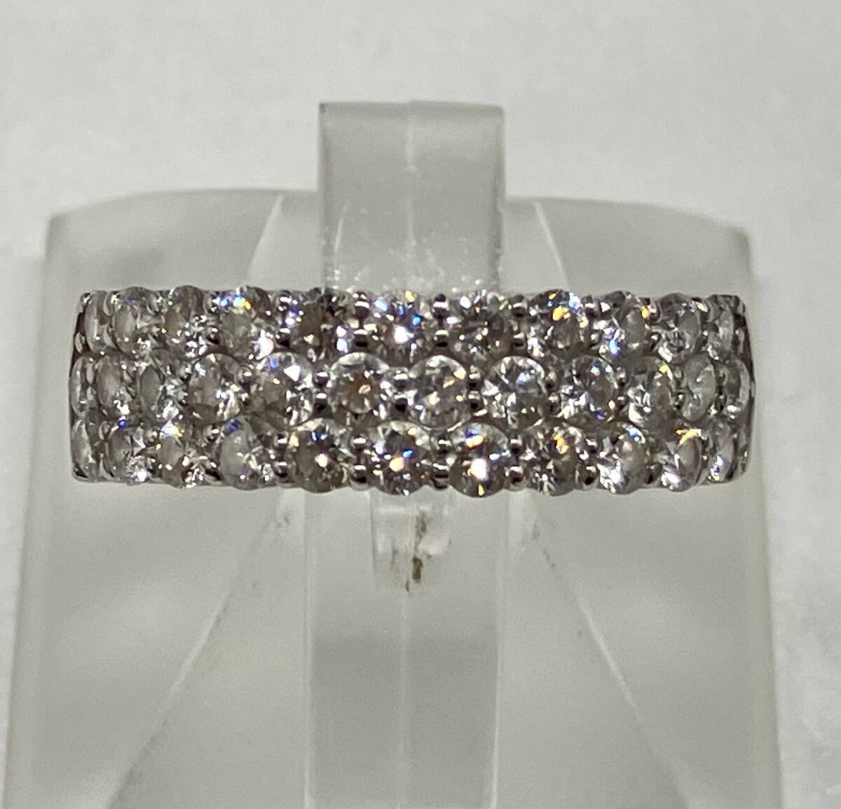 印象のデザイン Pt900/プラチナ900/ダイヤモンド/1.0ct/約12号/総重量3.8g/リング/指輪/メレダイヤ プラチナ台