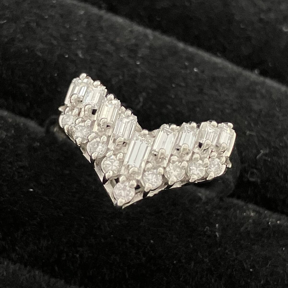 新品仕上済み ダイヤ 0.70ct デザイン リング Pt900 21号 6.0g プラチナ 指輪 店舗受取可_画像1