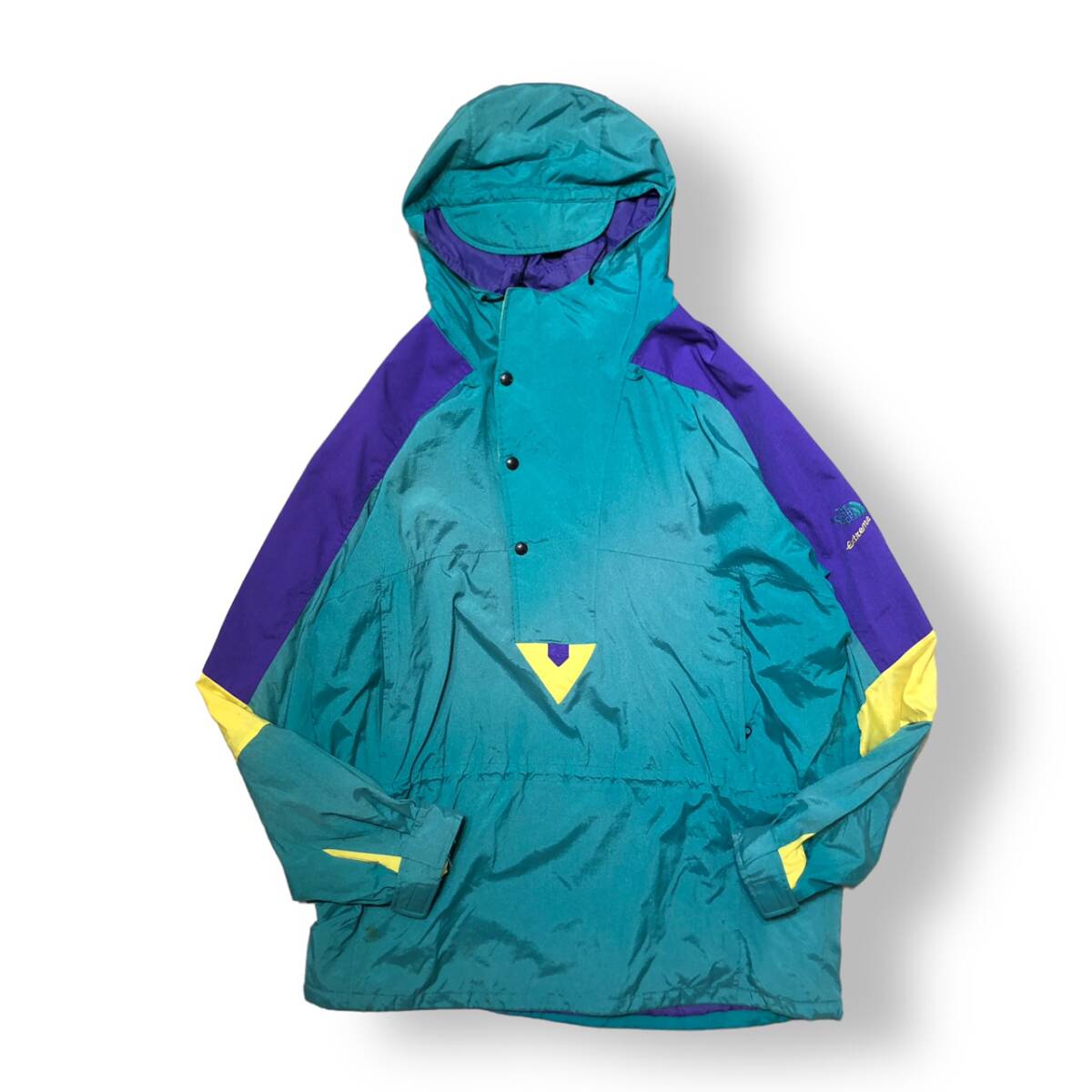 90s THE NORTH FACE extreme フード付きナイロンジャケット ブルゾン XL マルチカラー ザノースフェイス 店舗受取可_画像1