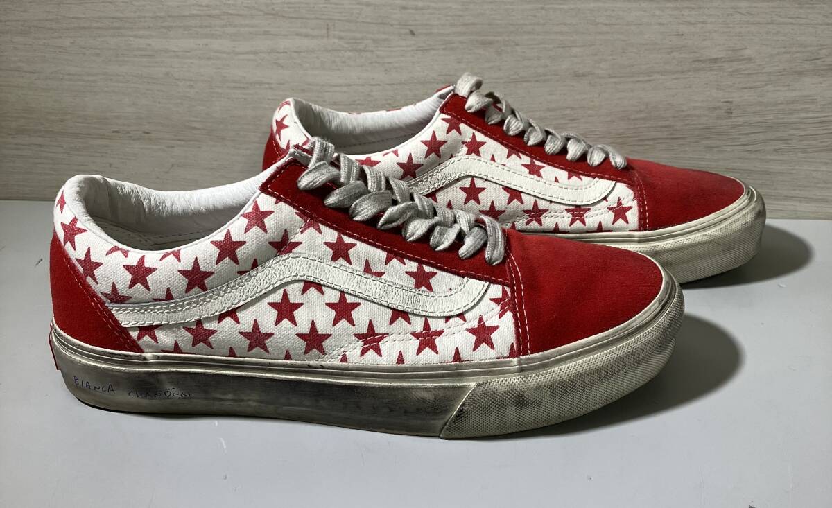 Bianca Chandon × Vault by Vans/バンズ/ビアンカチャンドン/ Old Skool VLT /オールドスクール/LX Red/White /VNOA4BVFY52/ユーズド加工_画像2