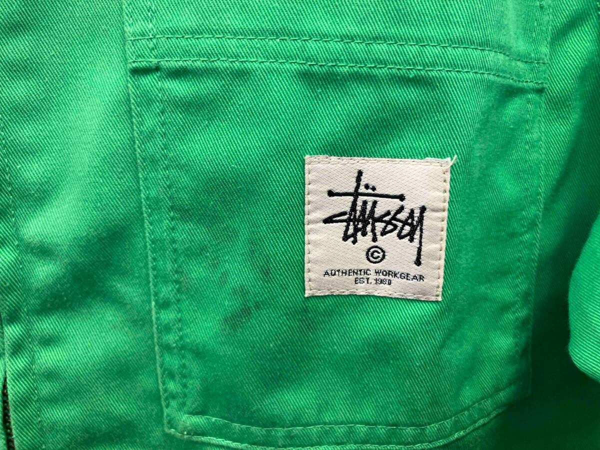 STUSSY ステューシー グリーン ポケット付近に汚れ有 半袖シャツ ポリエステル コットン M_画像5