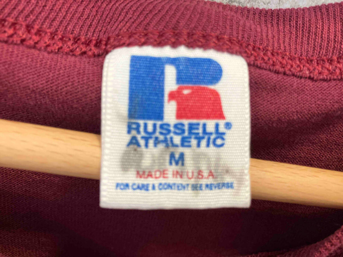 RUSSELL ATHLETIC ラッセル アスレチック 80s 90s プリント 半袖Tシャツ シングルステッチ USA製 ボルドー M_画像5