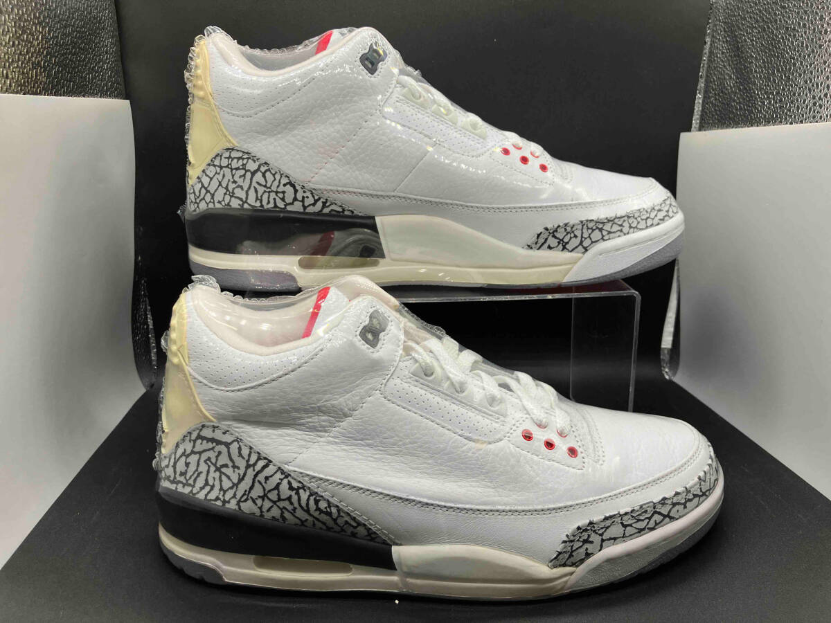 ジャンク 観賞用 NIKE AIR JORDAN 3 RETRO 136064 102 ナイキ エア ジョーダン 3 レトロ US9.5 27.5cm UK8.5 EU43 ホワイト セメントグレー_画像3