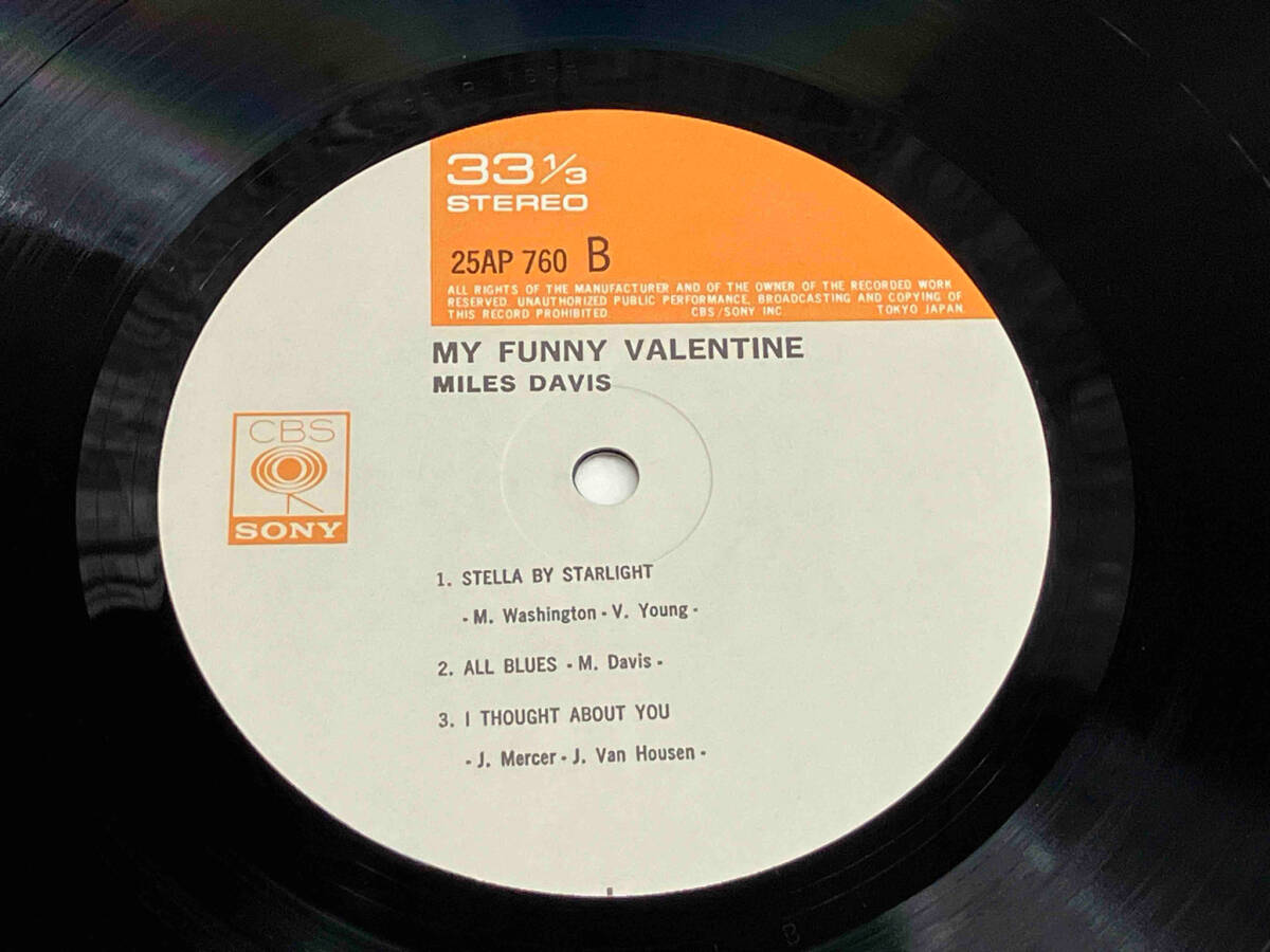 【LP盤】 MILES DAVIS/マイルス・デヴィス MY FUNNY VALENTINE/マイ・ファニー・バレンタイン 25AP760の画像8