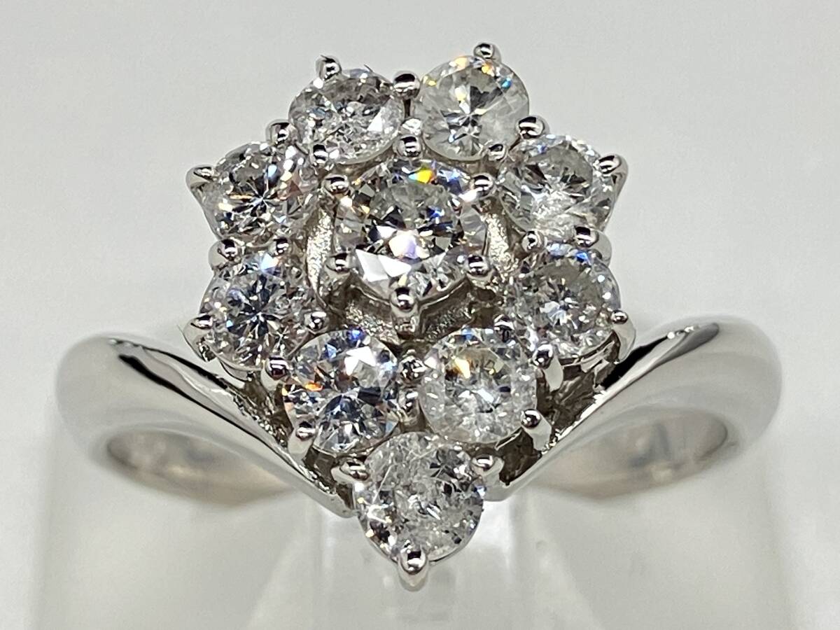 【代引可】 Pt900/プラチナ900/ダイヤモンド1.00ct/13号/5.7g/デザインリング プラチナ台