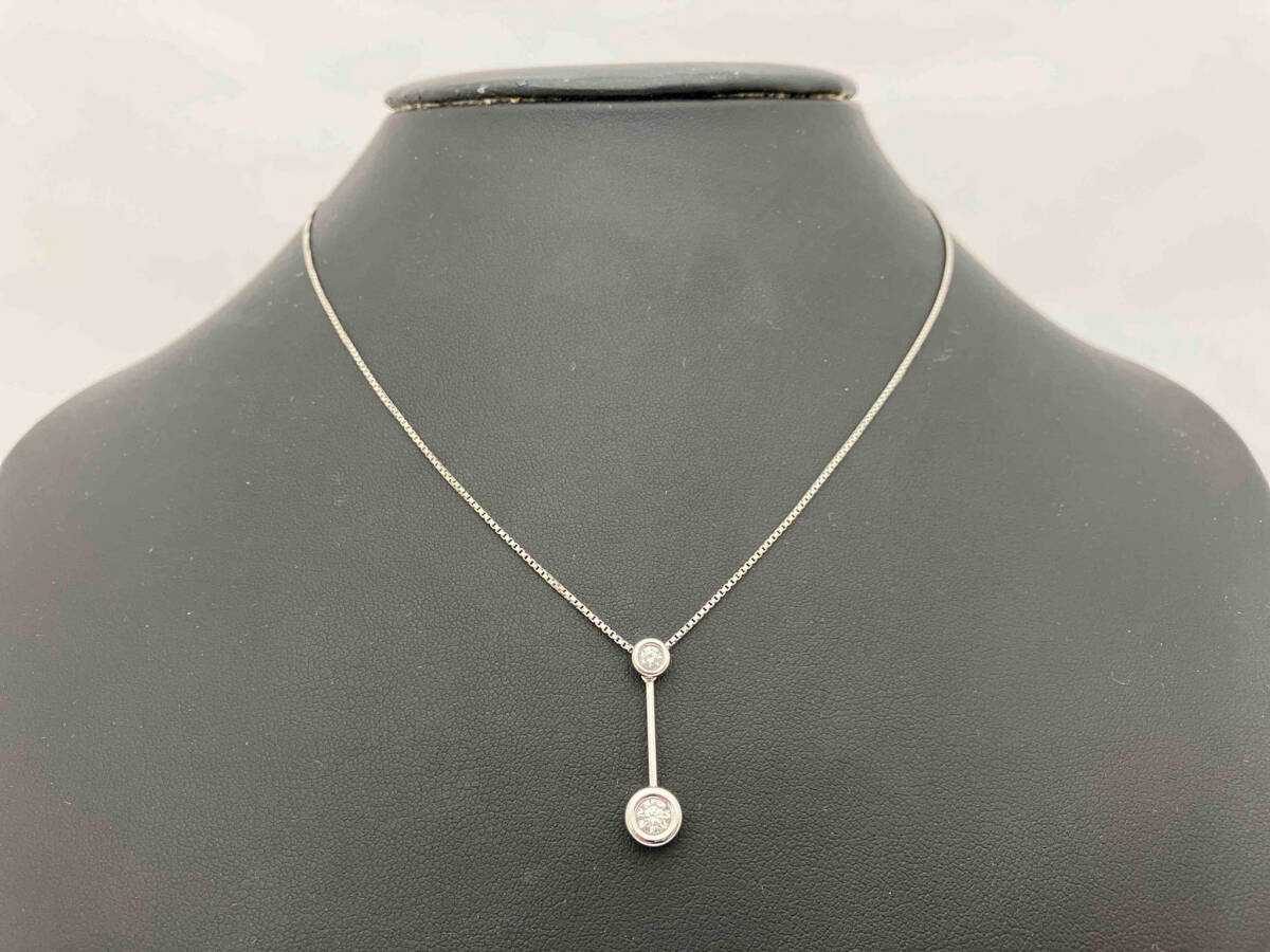 【値下げ】 ダイヤ0.355・0.08ct Pt850 デザインネックレス Pt900 約40cm ソーティング付 約4.7g プラチナ